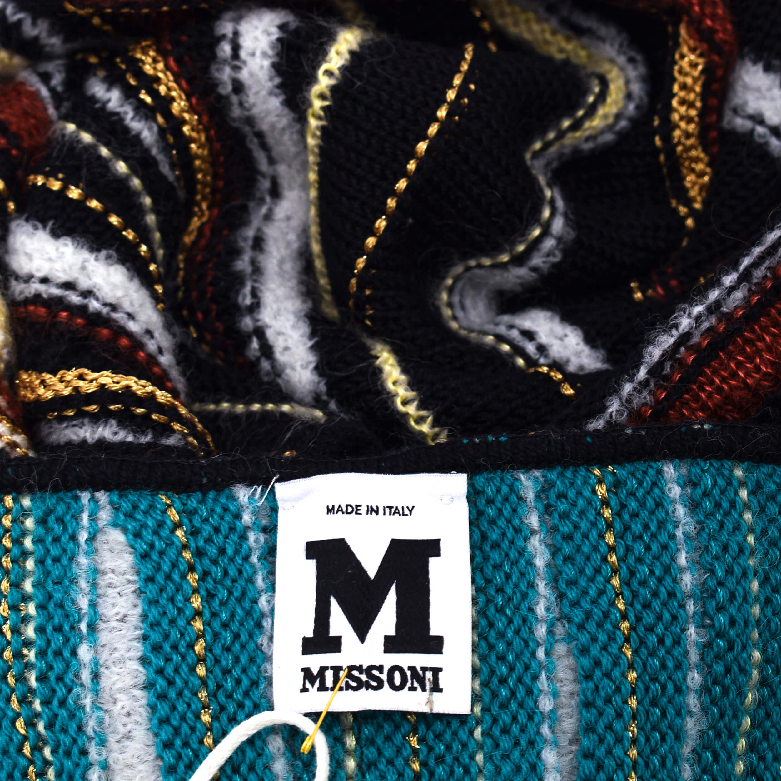 Missoni - Black & Turquoise Striped Knitwear Shawl